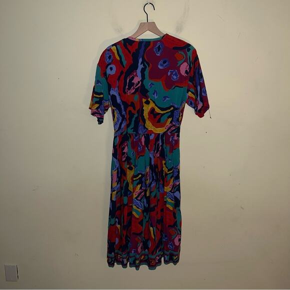 VNTG TOGETHER bright pattern midi dress 6 - Picture 4 of 5
